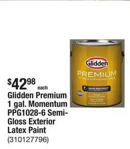 The Home Depot Glidden Premium 1 gal. Momentum PPG1028-6 Semi-Gloss Exterior Latex Paint offer