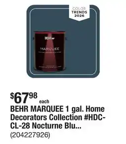 The Home Depot BEHR MARQUEE 1 gal. Home Decorators Collection #HDC-CL-28 Nocturne Blue Flat Exterior Paint & Primer offer