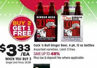 Grocery Outlet Cock 'N Bull Ginger Beer 4 Pk 12 Oz Bottles offer