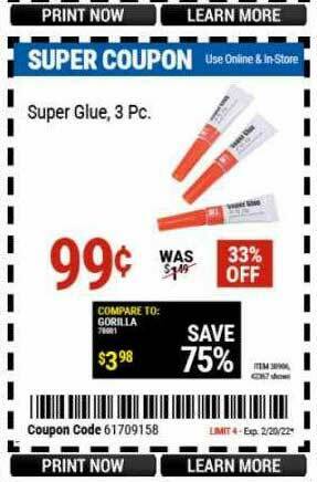 Harbor Freight Tools Super Glue 3 Pc offer