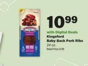 Stater Bros Kingsford Baby Back Pork Ribs offer
