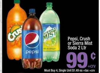 Super King Markets Pepsi, Crush Or Sierra Mist Soda 2 Ltr offer