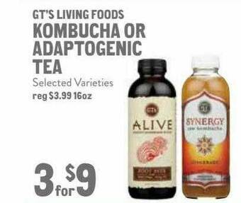 New Seasons Market GT's Living Foods Kombucha Or Adaptogenic Tea offer