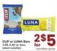 Safeway Clif or Luna Bars offer
