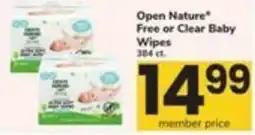 Safeway Open Nature Free or Clear Baby Wipes offer