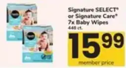 Safeway Signature Select or Signature Care 7x Baby Wipes offer