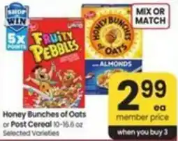 Safeway Honey Bunches of Oats or Post Cereal offer
