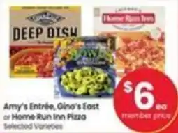 Safeway Amy's Entrée, Gino's East or Home Run Inn Pizza offer