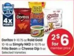 Safeway Doritos or Rold Gold or Simply NKD or Frito Bean or Cheese Dip offer
