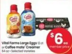 Safeway Vital Farms Large Eggs or Coffee mate Creamer offer