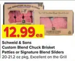 Shop 'n Save Schweid & Sons Custom Blend Chuck Brisket Patties or Signature Blend Sliders offer
