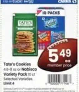 Safeway Tate's Cookies or Nabisco Variety Pack offer