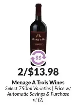 Woodman's Menage A Trois Wines offer