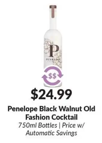 Penelope Black Walnut Old Fashion Cocktail