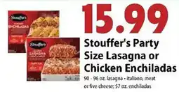 Festival Foods Stouffer's Party Size Lasagna or Chicken Enchiladas offer