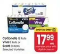 Safeway Cottonelle 18 Rolls Viva 6 Rolls or Scott 20 Rolls offer