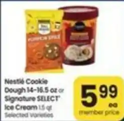 Safeway Nestle Cookie Dough or Signature SELECT Ice Cream offer