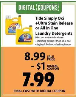 Festival Foods Tide Simply Oxi + Ultra Stain Release or All In One Laundry Detergents offer
