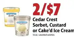 Festival Foods Cedar Crest Sorbet, Custard or Cake'd Ice Cream offer