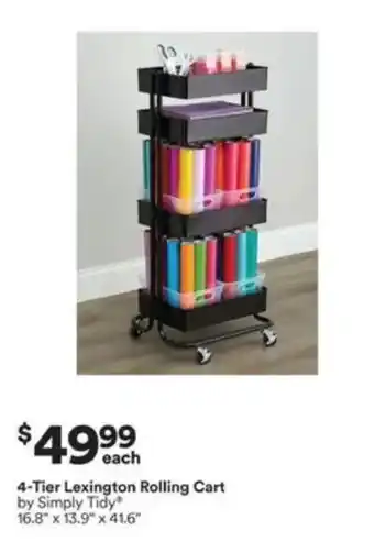 4-Tier Lexington Rolling Cart by Simply Tidy