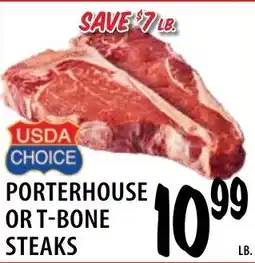 Karns Usda choice porterhouse or t-bone steaks offer