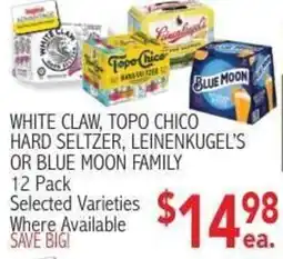 Ingles Markets White Claw, Topo Chico Hard Seltzer, Leinenkugel's or Blue Moon Family offer