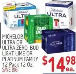 Ingles Markets Michelob Ultra or Ultra Zero, Bud Light Lime or Platinum Family offer