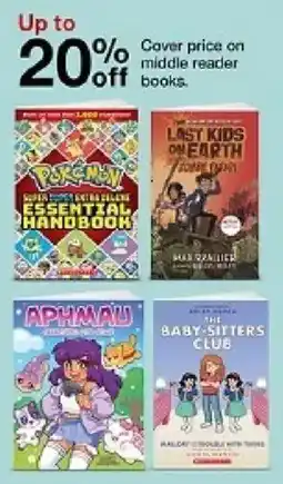 Target Up to 20% off middle reader books offer