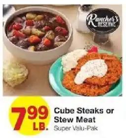 United Supermarkets Rancher's Reserve Cube Steaks or Stew Meat offer
