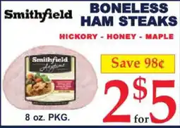 Market Basket Smithfield boneless ham steaks offer