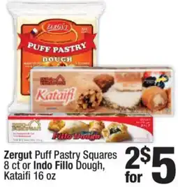 Super King Markets Zergut Puff Pastry Squares or Indo Fillo Dough, Kataifi offer