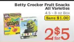 Market Basket Betty Crocker Fruit Snacks All Varieties offer