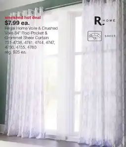 JC Penney Regal Home Voile & Crushed Voile 84" Rod-Pocket & Grommet Sheer Curtain offer