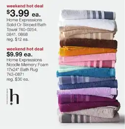 JC Penney Home Expressions Solid Or Striped Bath Towel offer