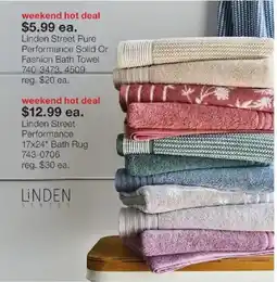 JC Penney Linden Street Pure Performance Solid Or Fashion Bath Towel offer