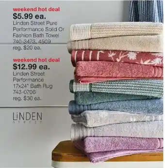JC Penney Linden Street Pure Performance Solid Or Fashion Bath Towel offer