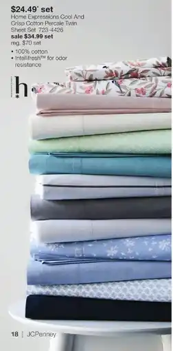 JC Penney Home Expressions Cool And Crisp Cotton Percale Twin Sheet Set offer