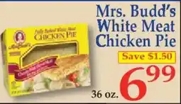 Market Basket Mrs. Budd's white meat chicken pie offer
