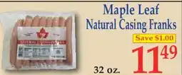 Market Basket Maple Leaf Natural Casing Franks offer