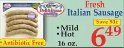 Market Basket Bell & Evans Fresh Italian Sausage offer
