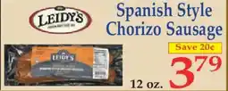 Market Basket Leidy's spanish style chorizo sausage offer