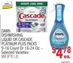 Ingles Markets Dawn dishwashing liquid or cascade platinum plus packs offer
