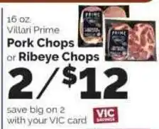 Harris Teeter Villari Prime Pork Chops or Ribeye Chops offer