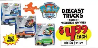 Ollie's Paw Patrol Diecast Trucks offer