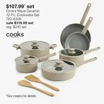 JC Penney Cooks Wave Ceramic 12-Pc. Cookware Set offer