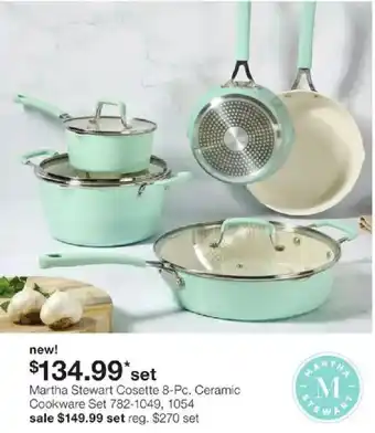 JC Penney Martha Stewart Cosette 8-Pc. Ceramic Cookware Set offer