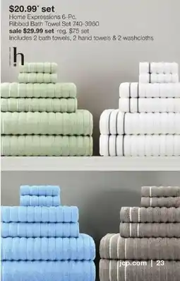 JC Penney Home Expressions ribbed bath towel set offer