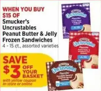 Smucker's Uncrustables Peanut Butter & Jelly Frozen Sandwiches