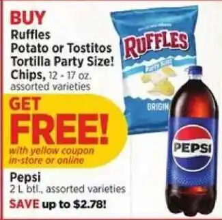 Ruffles Potato or Tostitos Tortilla Party Size Chips