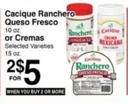 Superior Grocers Cacique Ranchero Queso Fresco or cremas offer